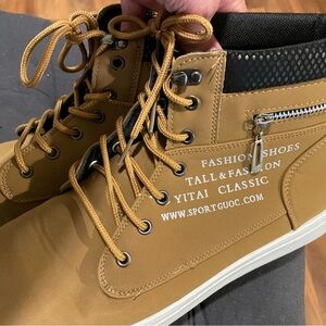 Men’s Fashion Boot Size 12, EUC Zip Feature, Brown, White Lip